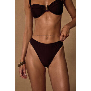 Lulus Nerri Dark Brown Mid-rise Cheeky Bikini Bottoms - Size XS